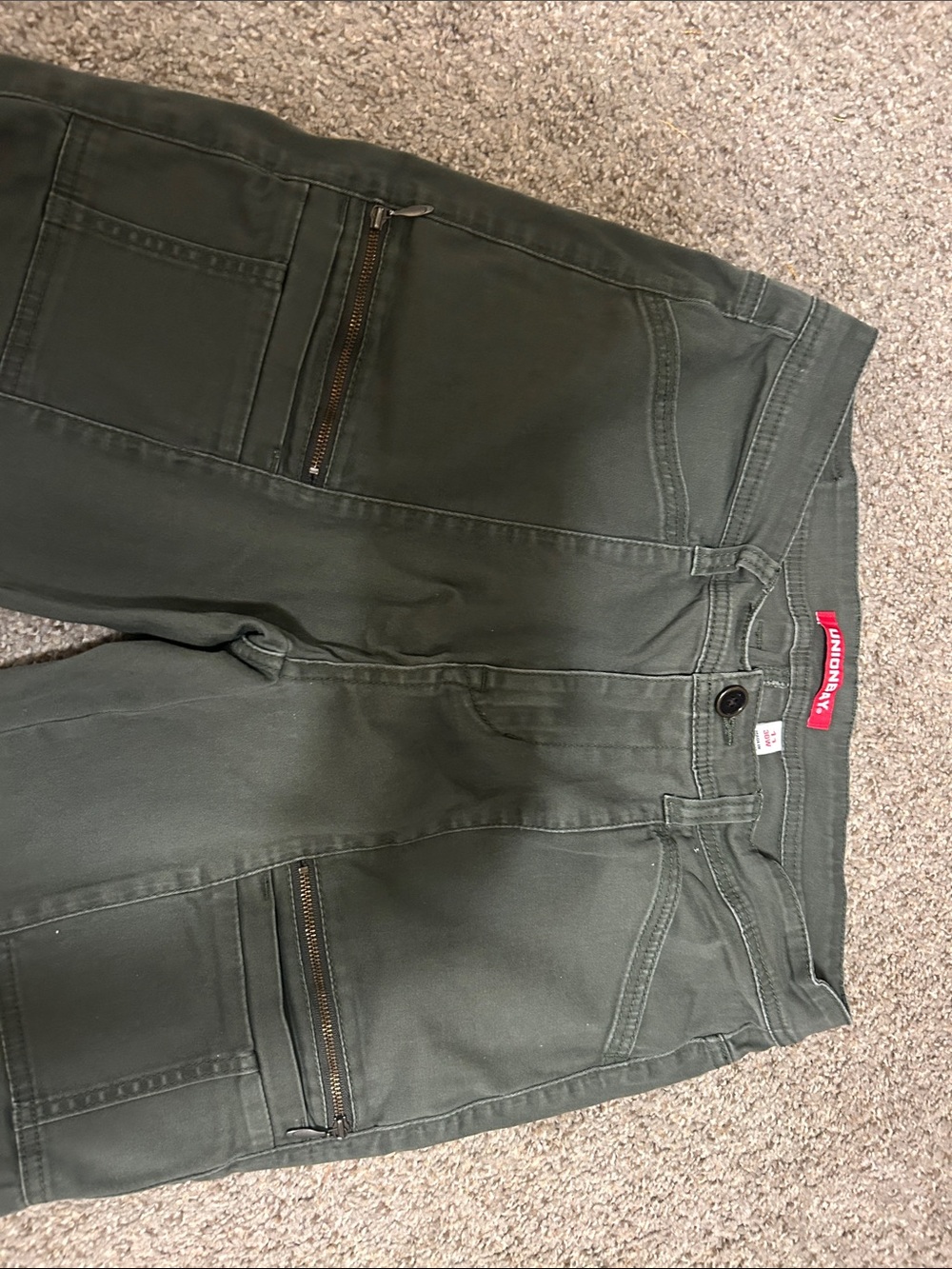 Woman's Utility Cargo Pants in Olive Green - Slim Tapered - Picture 3 of 7